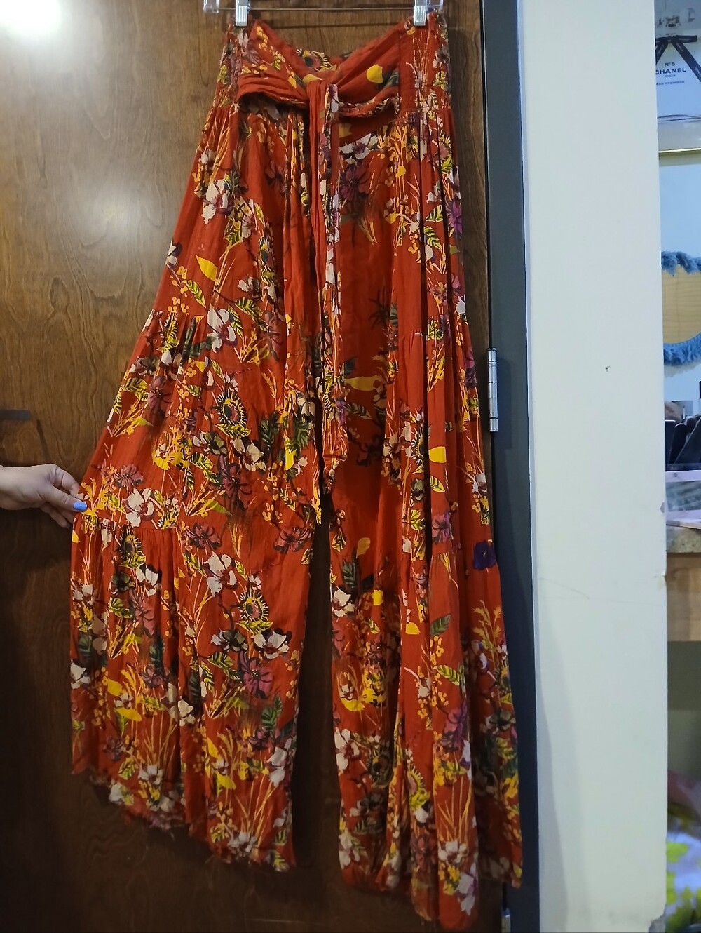 FREE PEOPLE red floral wide leg pants